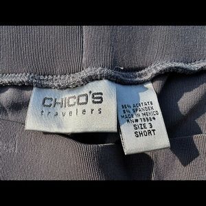 Chico's Travelers Knit. Size 3 Short, xl Straight Pant Gray Silver 16
